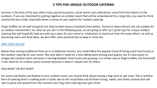5 TIPS FOR UNIQUE OUTDOOR CATERING