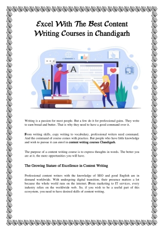 Excel With The Best Content Writing Courses in Chandigarh