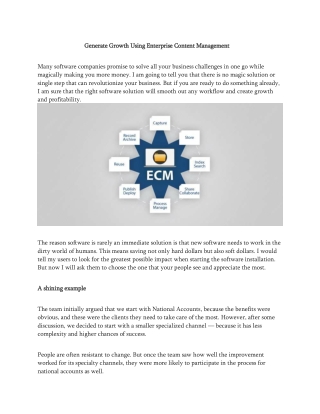 Generate Growth Using Enterprise Content Management