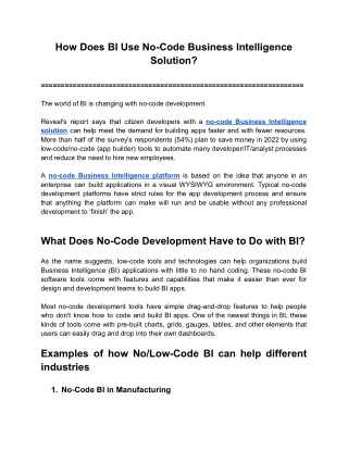 How Does BI Use No-Code Business Intelligence Solution -1