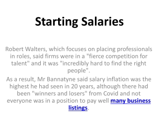 Starting Salaries