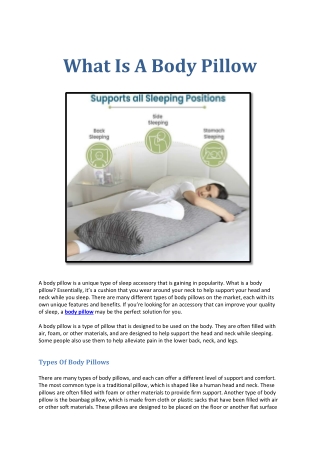 What Is A Body Pillow