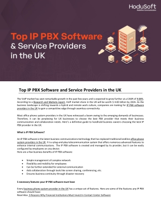 Top IP PBX Software and Service Providers in the UK