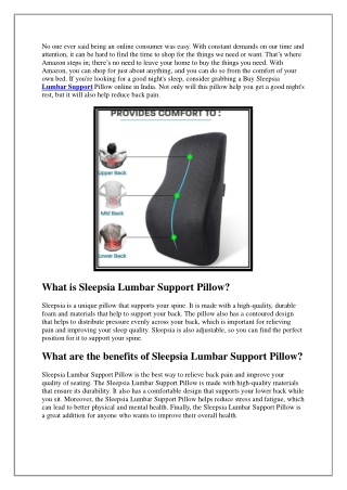 Buy Sleepsia Lumbar Support Pillow Online In India