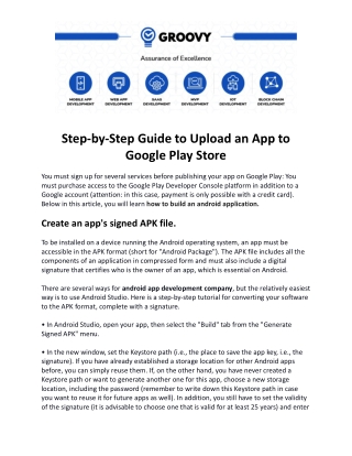 Step by Step Guide to Upload an App to Google Play Store