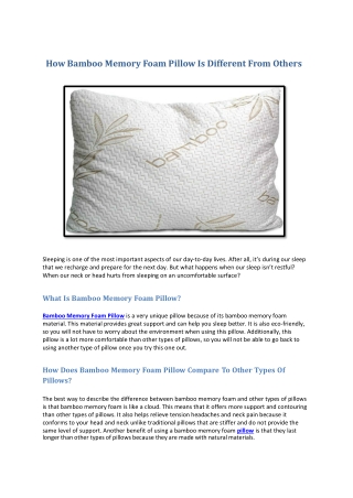 How Bamboo Memory Foam Pillow Is Different From Others