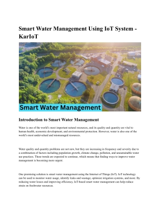 Smart Water Management Using IoT System - KarIoT