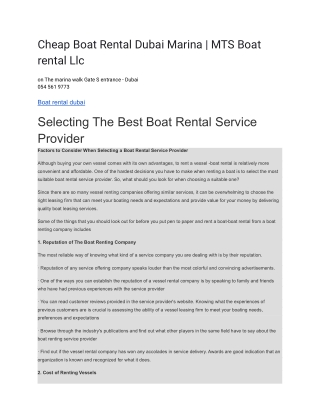 Cheap Boat Rental Dubai Marina _ MTS Boat rental Llc