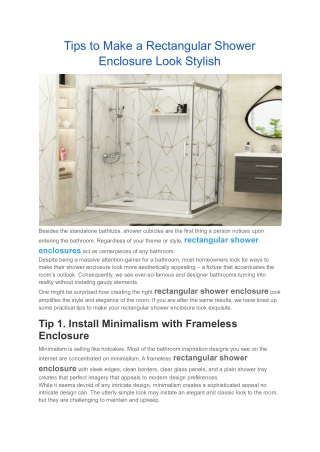 Tips to Make a Rectangular Shower Enclosure Look Stylish