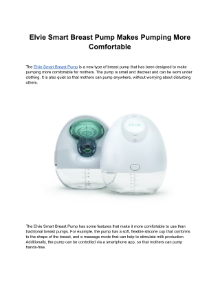 Elvie Smart Breast Pump Makes Pumping More Comfortable