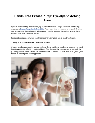 Hands Free Breast Pump: Bye-Bye to Aching Arms