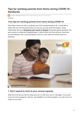 Tips for working parents from Home during COVID-19 - GenZandu