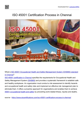 ISO 45001 Certification Process in Chennai