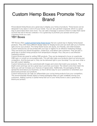 Custom Hemp Boxes Promote Your Brand