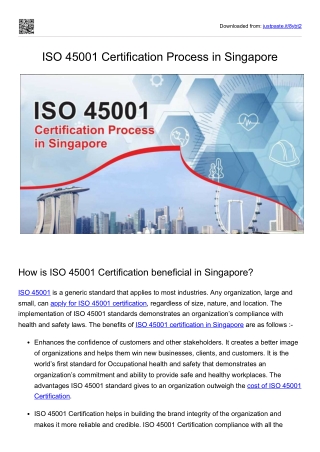 ISO 45001 Certification Process in Singapore - SIS certifications