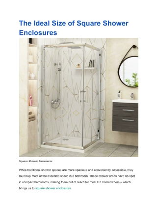 The Ideal Size of Square Shower Enclosures