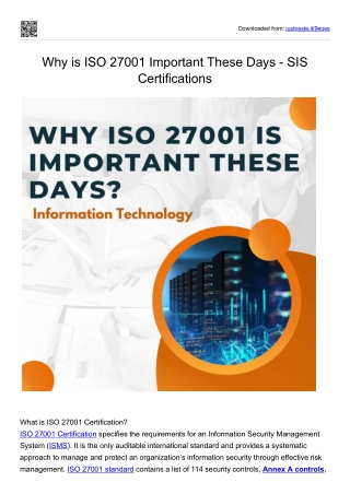 Why is ISO 27001 Important These Days - SIS Certifications