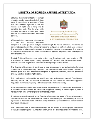 MINISTRY OF FOREIGN AFFAIRS ATTESTATION