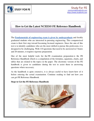 How to Get the Latest NCEES® FE Reference Handbook