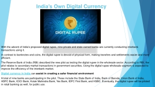 India’s Own Digital Currency