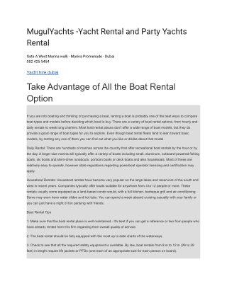 MugulYachts -Yacht Rental and Party Yachts Rental