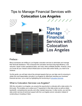 Tips to Manage Financial Services with Colocation Los Angeles
