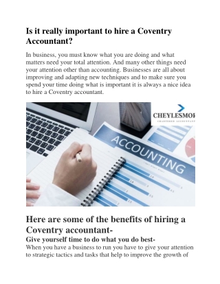 Is it really important to hire a Coventry Accountant