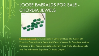 Loose Emeralds for Sale - Chordia Jewels