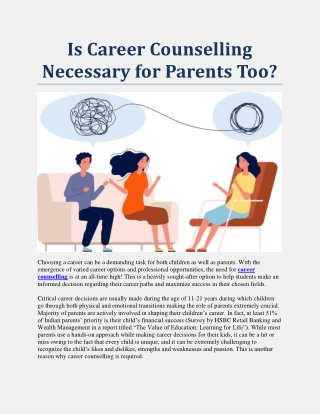Is Career Counselling Necessary for Parents Too?
