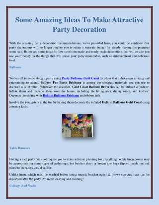 Some Amazing Ideas To Make Attractive Party Decoration