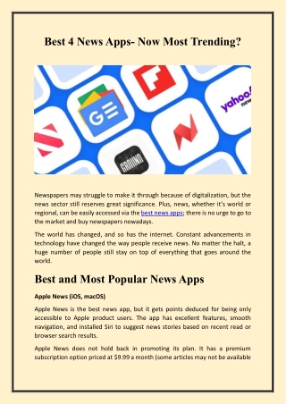 Best 4 News Apps- Now Most Trending?