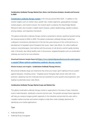 Combination Antibody Therapy Market Size, Share, Cost Structure Analysis, Growth and Forecast to 2029