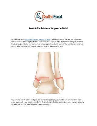 Best Ankle Fracture Surgeon in Delhi