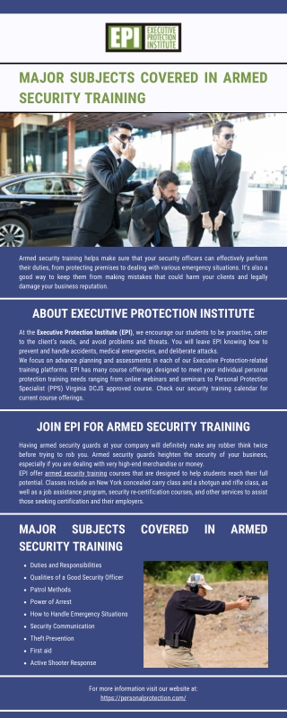Major Subjects Covered in Armed Security Training