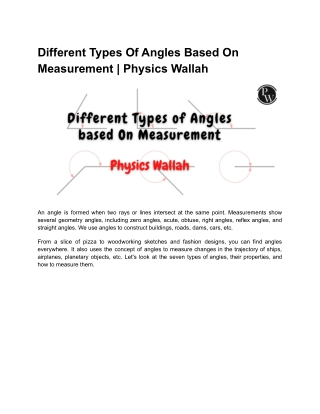 Different Types Of Angles Based On Measurement _ Physics Wallah