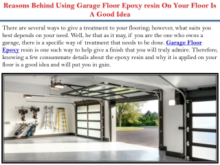 Reasons Behind Using Garage Floor Epoxy resin On Your Floor Is A Good Idea