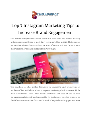 Top 7 Instagram Marketing Tips to Increase Brand Engagement