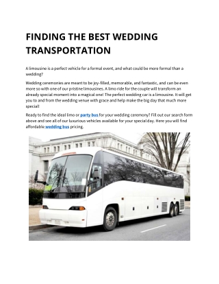 FINDING THE BEST WEDDING TRANSPORTATION