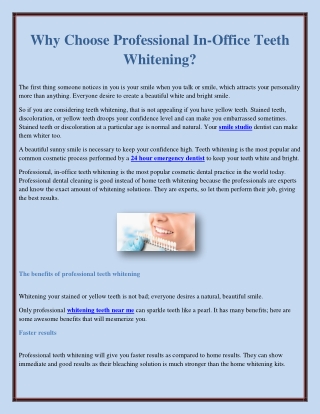 Why Choose Professional In-Office Teeth Whitening?