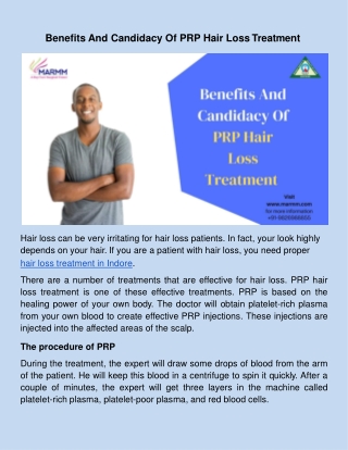 Benefits And Candidacy Of PRP Hair Loss Treatment .docx