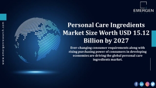 Personal Care Ingredients Market Revenue, Growth, Restraints, Trends, Company Pr
