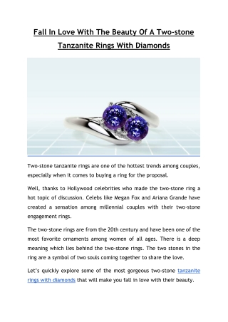 Two-stone Tanzanite Rings With Diamonds