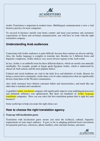 5 Tips To Choose The Right Arabic Translation