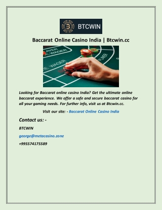Baccarat Online Casino India  Btcwin cc