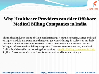 Why Healthcare Providers consider Offshore Medical Billing Companies in India