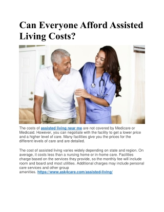 Can Everyone Afford Assisted Living Costs