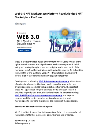 Web 3 NFT Marketplace Development