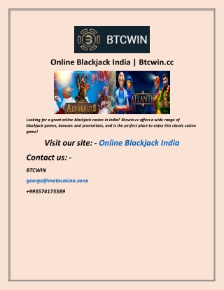 Online Blackjack India  Btcwin cc