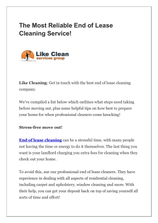 The Most Reliable End of Lease Cleaning Service1 (1)