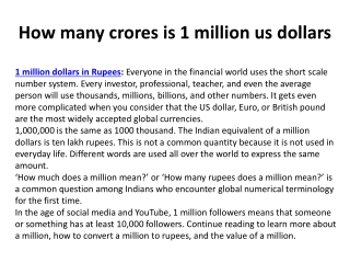 How many crores is 1 million us dollars